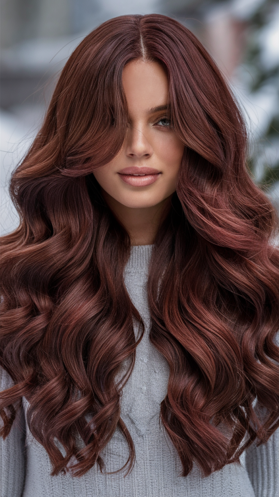 Voluminous Waves in Mahogany Brown