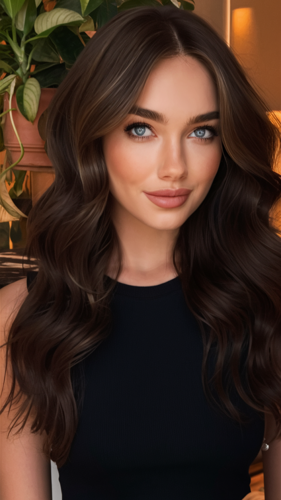 Deep Chestnut Brown with Loose Waves