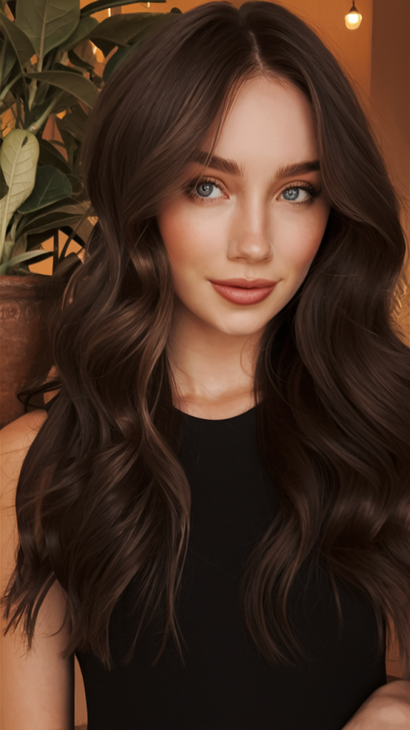 Deep Chestnut Brown with Loose Waves