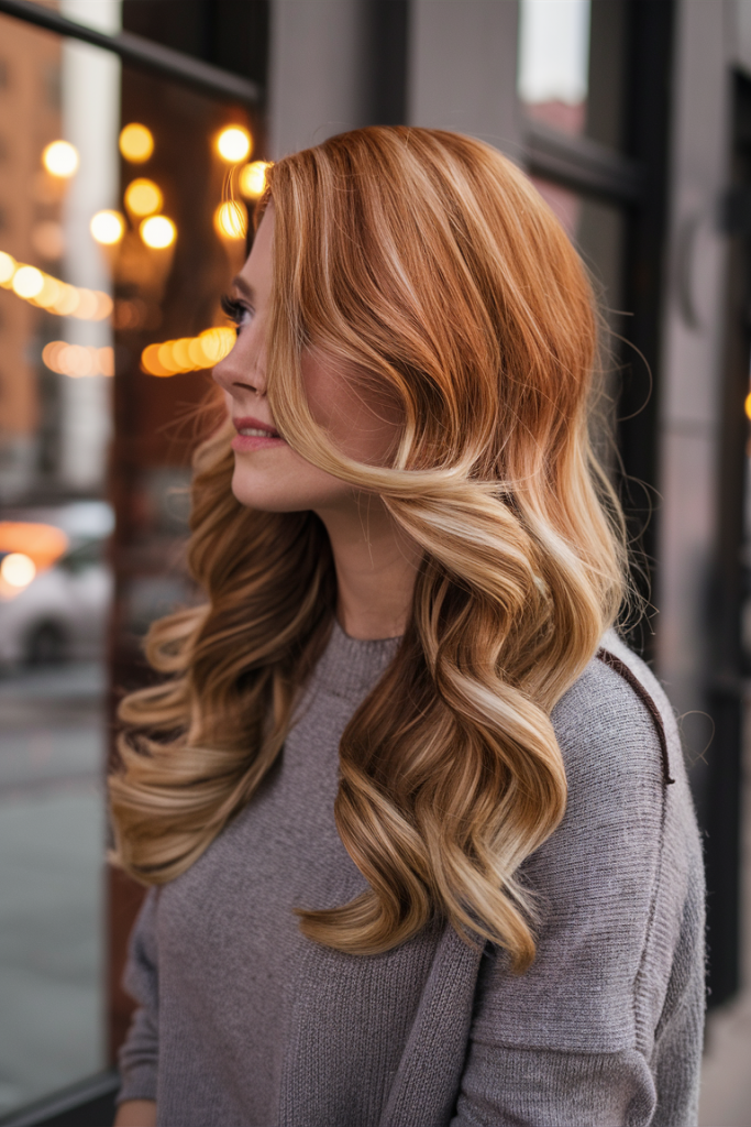 Classic Curtain Bangs with Blonde Layers