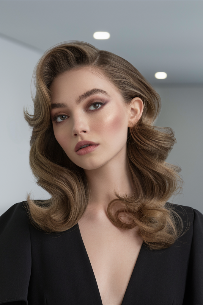 Fluffy Curtain Bangs with Caramel Balayage