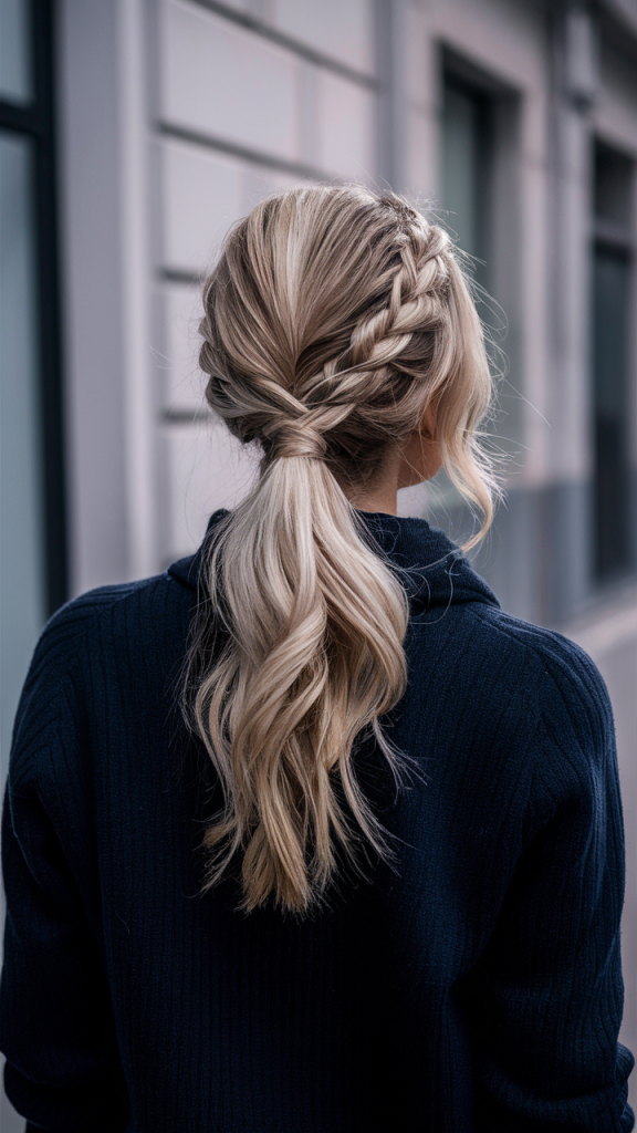 Braided Low Ponytail with Volume