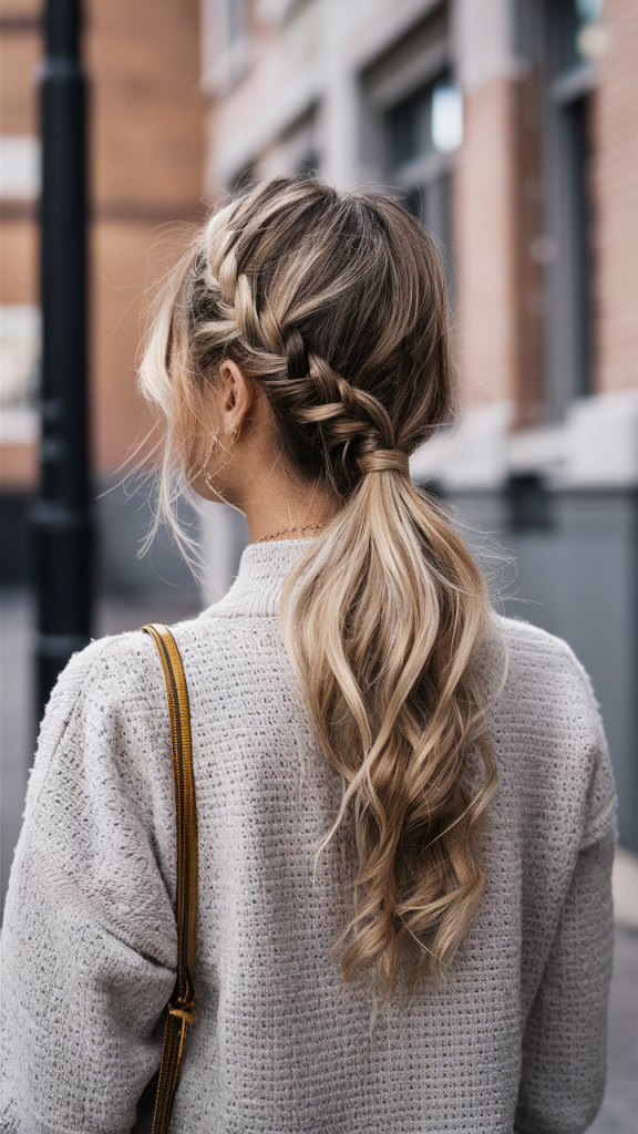 Braided Low Ponytail with Volume