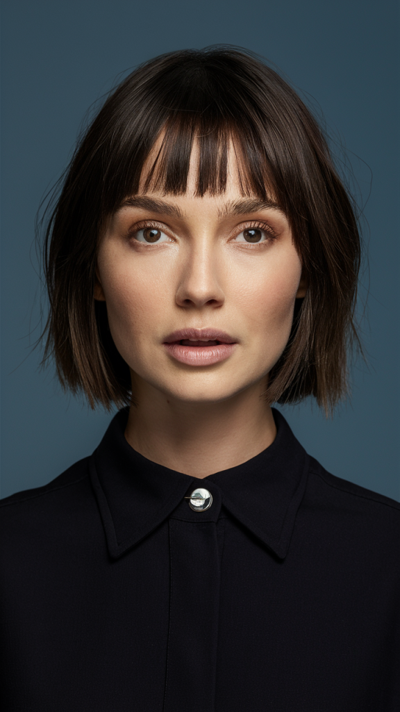 Chin-Length Blunt Cut with Glossy Finish