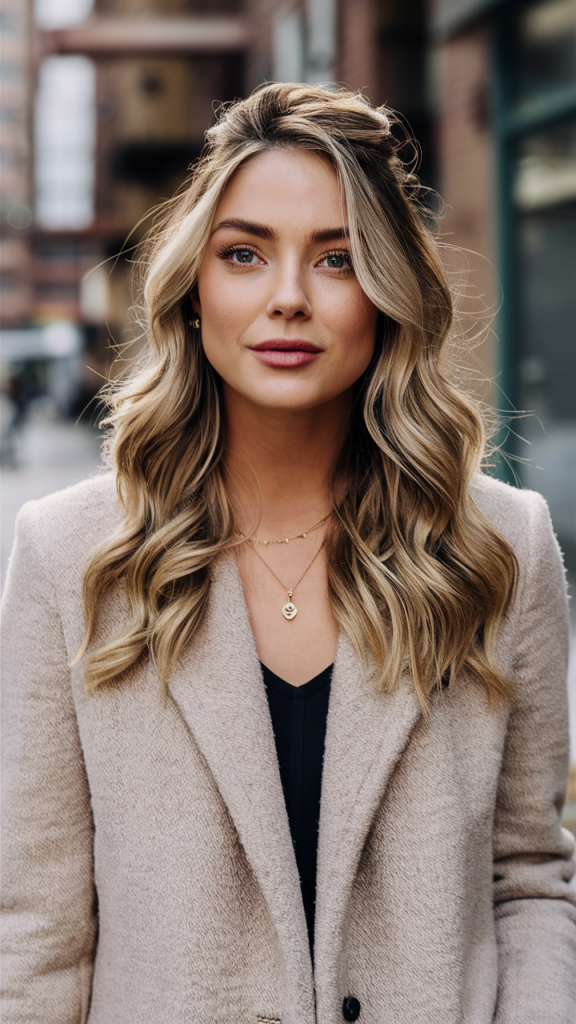 Half-Up, Half-Down with Loose Waves