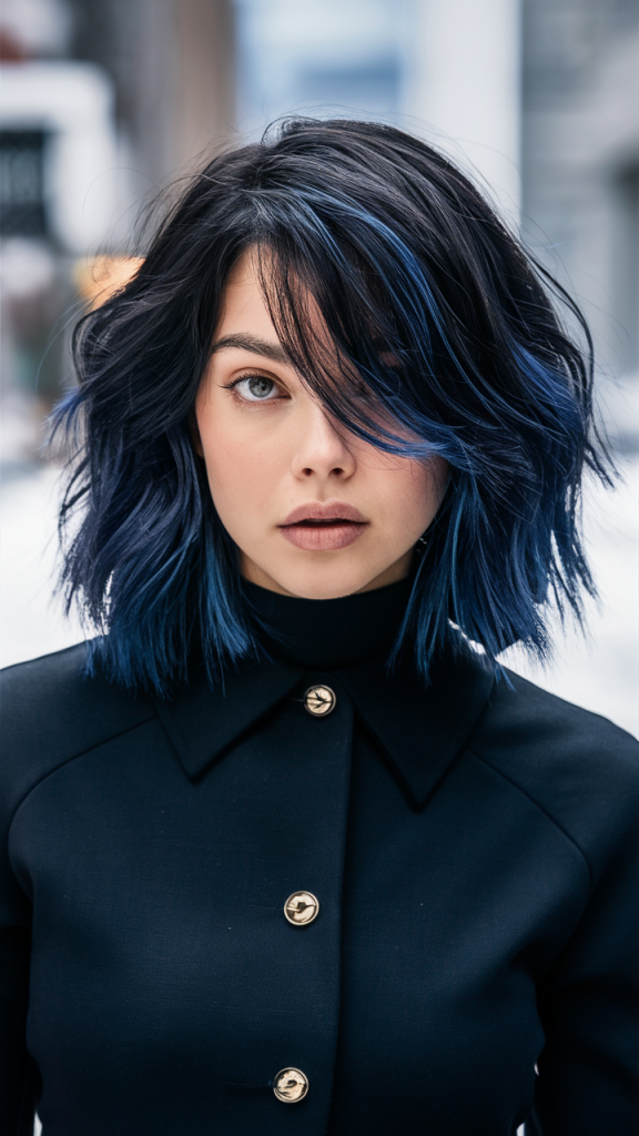 Jet Black with Blue Highlights