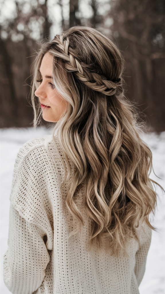 Loose Braided Crown for Long Hair