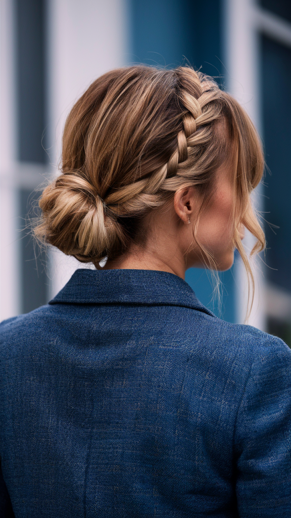 Low Braided Bun for Medium-Length Hair