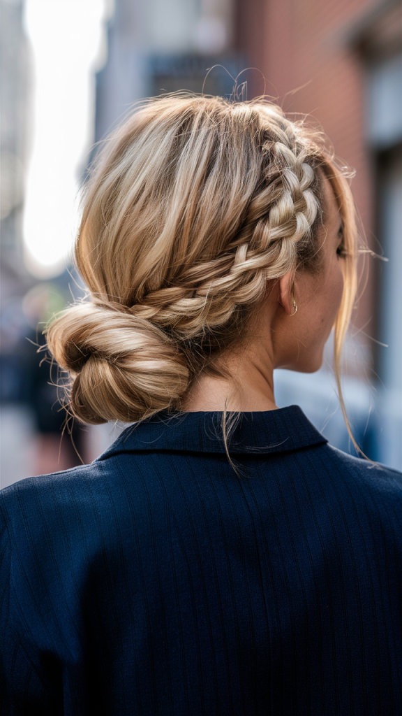 Low Braided Bun for Medium-Length Hair