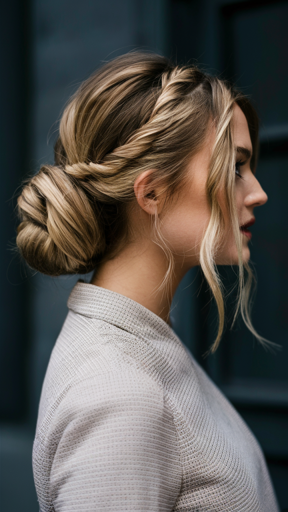 Low Side Bun with Twisted Strands