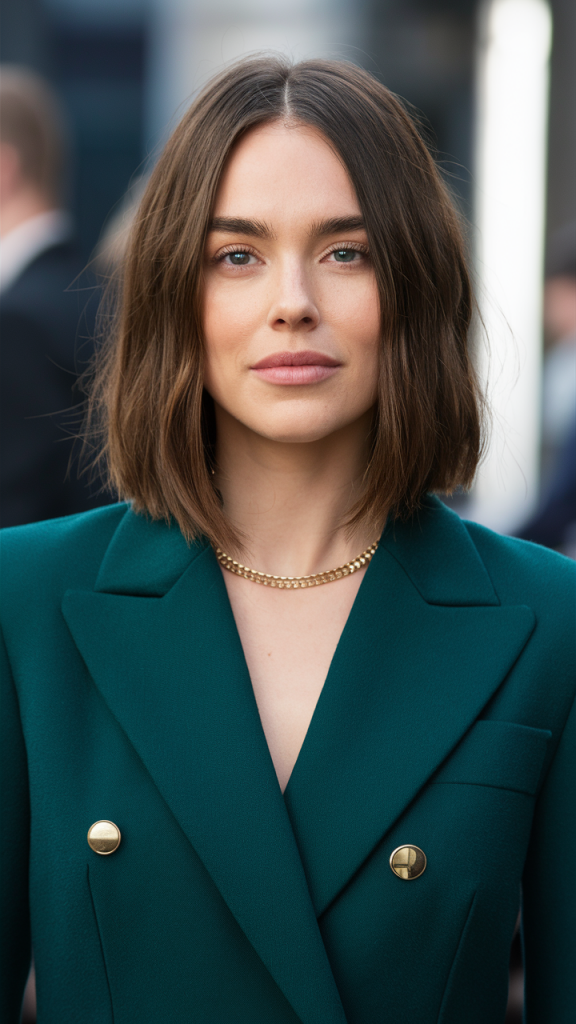 Shoulder-Length Straight Cut with Sleek Finish