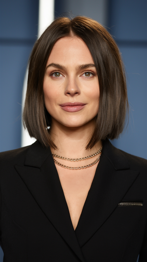 Shoulder-Length Straight Cut with Sleek Finish