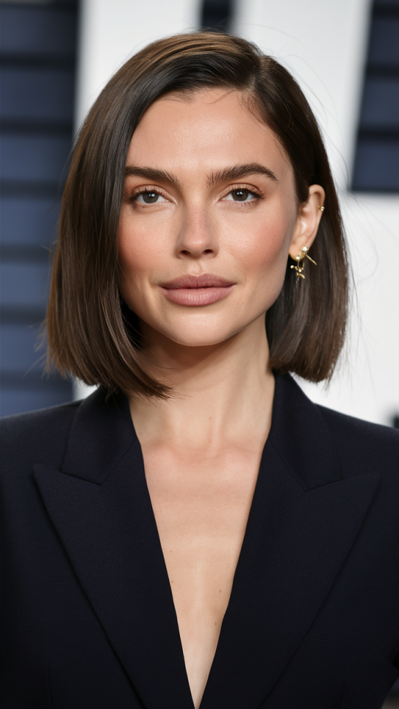 Sleek Lob with Center Part