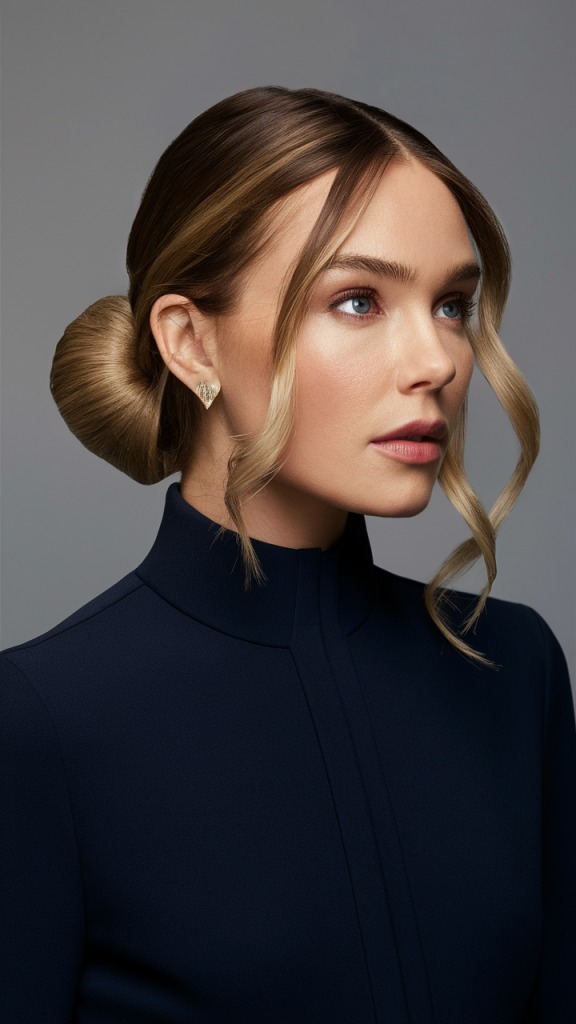 Sleek Low Bun with a Middle Part