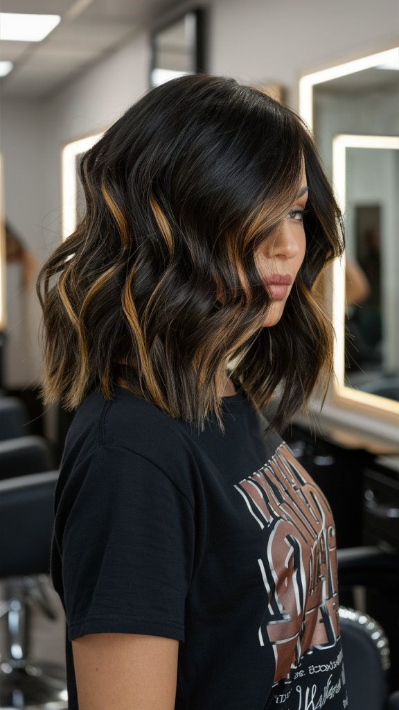 Glossy Jet Black Waves